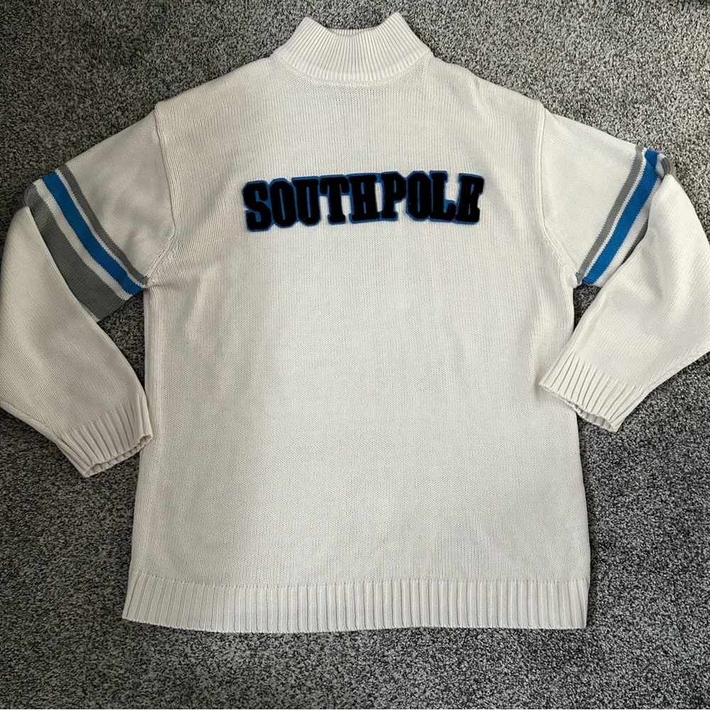 Vintage South Pole logo striped sweater XL men’s white blue